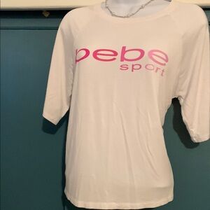 Bebe White and Pink Sport Top